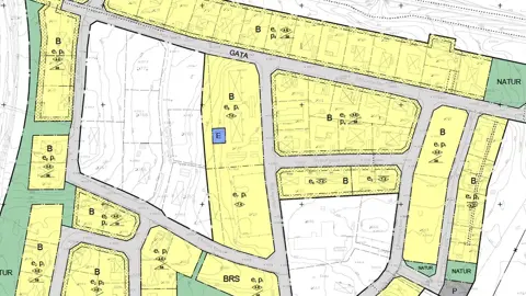 Plankarta över pågående detaljplanen Nyborg. Illustration